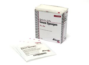 Sponges Gauze Sterile 2's  4' x 4', 12-Ply (25/B .. .  .  